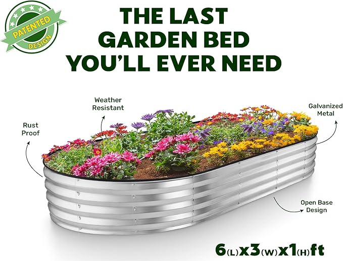 Plant & Plot Galvanized Raised Garden Beds Outdoor // 6×3×1 ft Planter Raised - Image 5