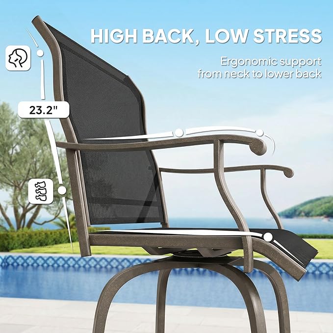 Outsunny Set of 2 Outdoor Swivel Bar Stools - Image 6