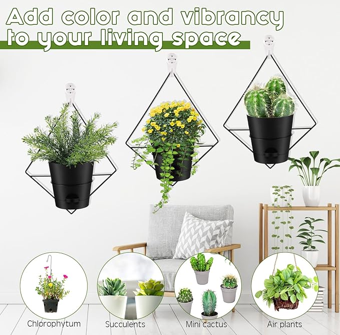 Baderke 6 Sets Wall Planters for Indoor Plants Hanging Wall Planter - Image 4