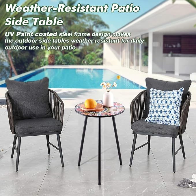 1 Pack Metal Outdoor Side Table Small Outside Round End Table - Image 7