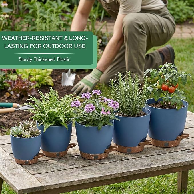 montresor 5-Pack 5/5.5/6/6.5/7 Inch Reservoir & Drainage Plastic Self Watering - Image 5