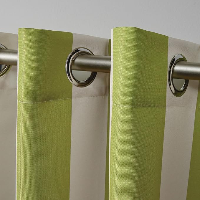 Exclusive Home Canopy Stripe Indoor/Outdoor Grommet Top Curtain Panel, Kiwi / - Image 3