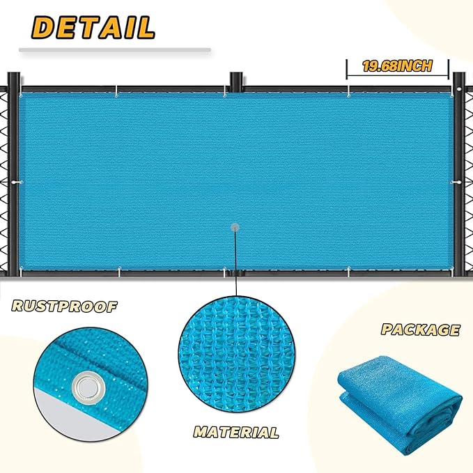 LOVE STORY 3'x10' Turquoise Blue Balcony Screen Privacy Fence Cover -Mesh - Image 5