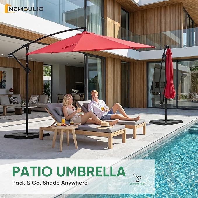 NEWBULIG 10FT Patio Umbrella, Offset Cantilever Outdoor Patio Table Umbrella - Image 10