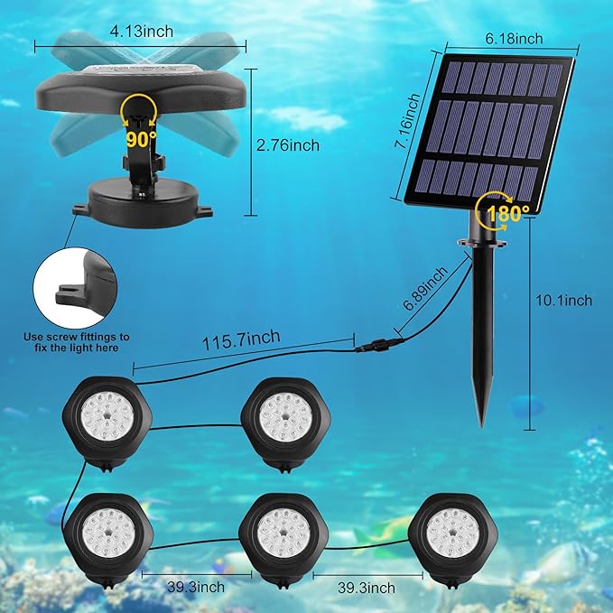 Solar Pond Lights, 18 LED Super Bright RGB LED Underwater Spotlights Color - Image 6