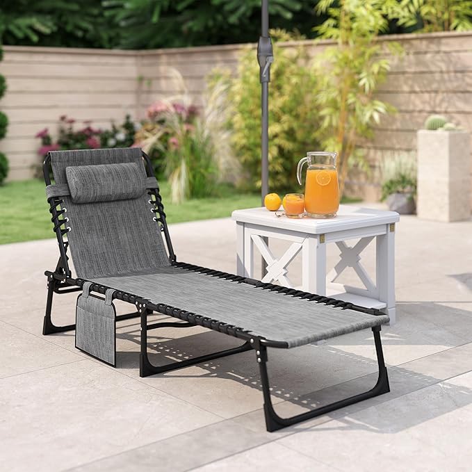 Outsunny Chaise Lounge Chair Outdoor, 5-Position Adjustable Sun Tanning Chair - Image 9