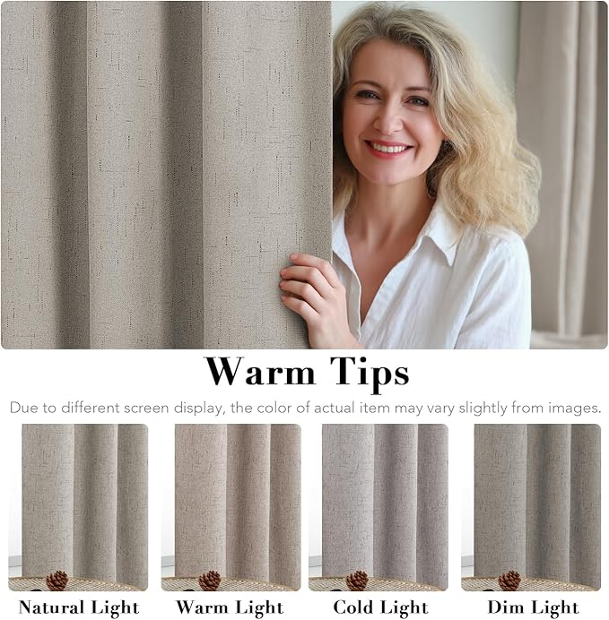 H.VERSAILTEX Linen Blackout Curtains 54 Inches Long 100% Absolutely Blackout - Image 5