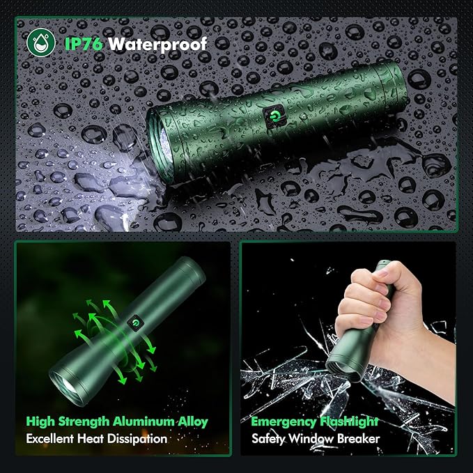 Rechargeable Flashlights 990, 000L High Lumens 2 Packs, 140° Wider Beam Super - Image 6