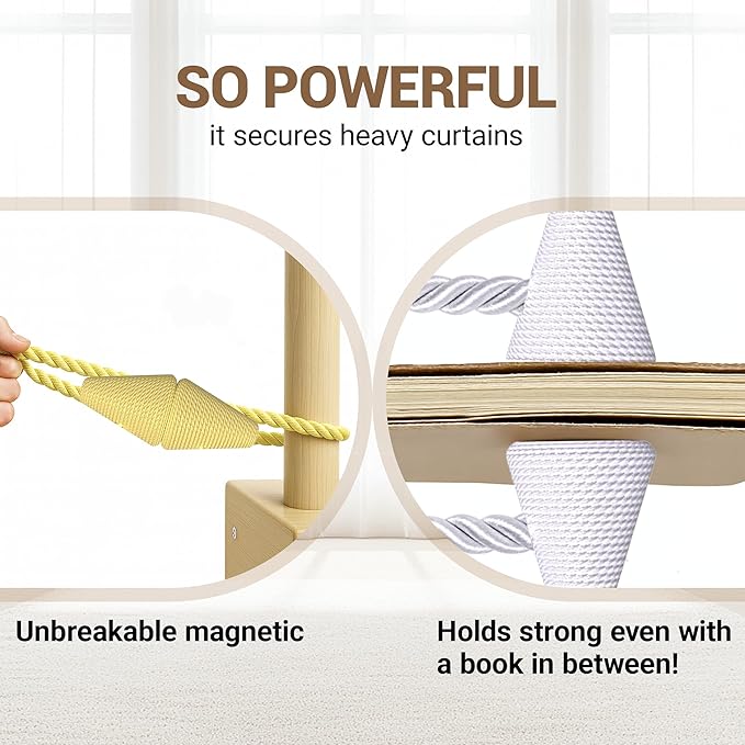 Hion Magnetic Curtain Tiebacks Golden 2pcs, Curtain Tiebacks Buckles Holdbacks - Image 6