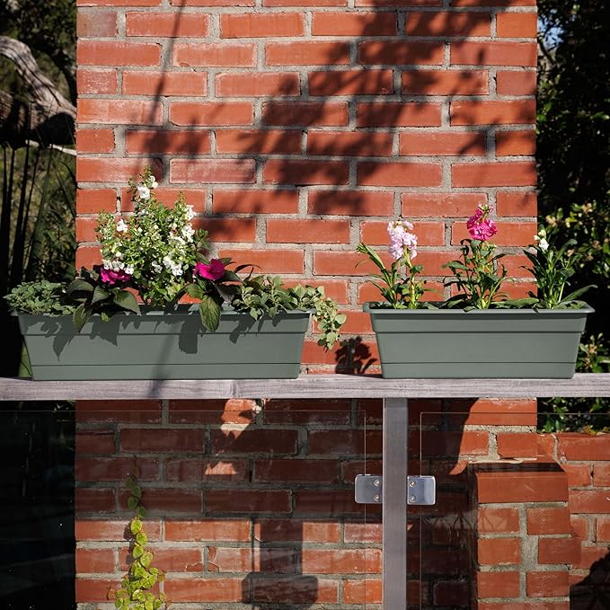 Bloem Dura Cotta 18" Basil Resin Rectangle Window Box Planter - Image 2