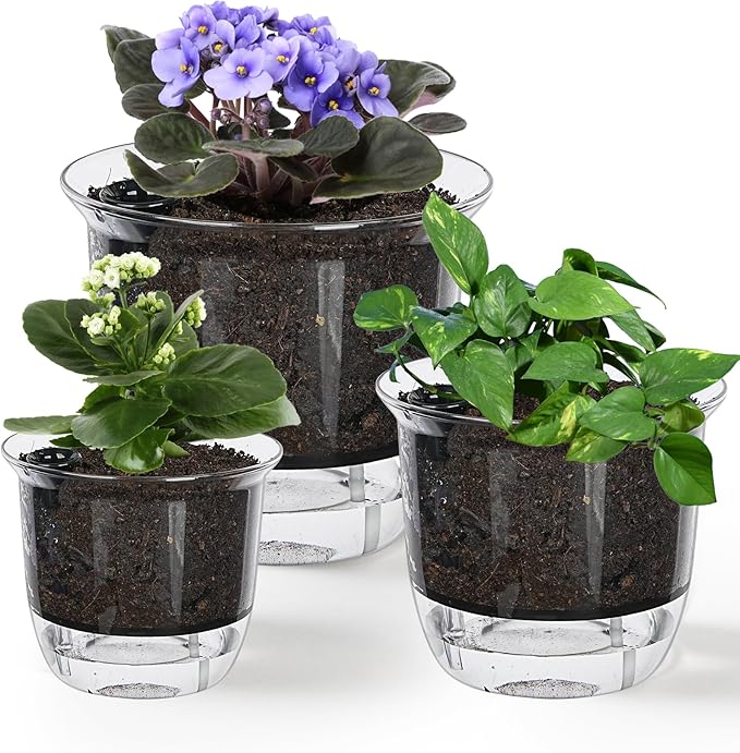 Plant Pots 6/5/4 inch Set of 3, Self Watering Pots by IWNTWY