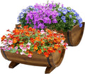 IDZO Solid Acacia Wood Half Barrel Planters Outdoor Set of 2 Different Sizes by Idzo
