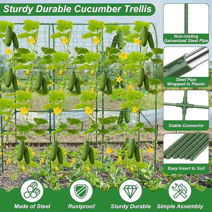 Cucumber Trellis for Raised Bed 51 x 50 Inch U-Shape Garden Trellis for - Image 2