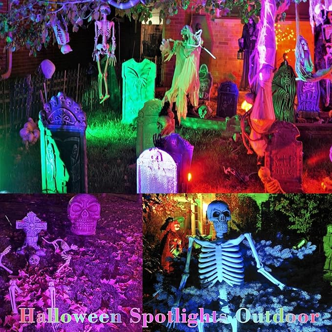 Halloween Christmas Spotlights Outdoor: RGBW Spot lights Plug in 120V Remote - Image 9