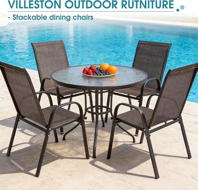 Outdoor Stackable Chairs Set of 4, Stacking Patio Chairs - Image 8