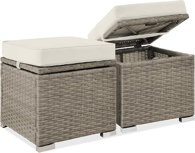 Best Choice Products Set of 2 Wicker Ottomans, Additional Seating, Side Table by BestChoiceProducts
