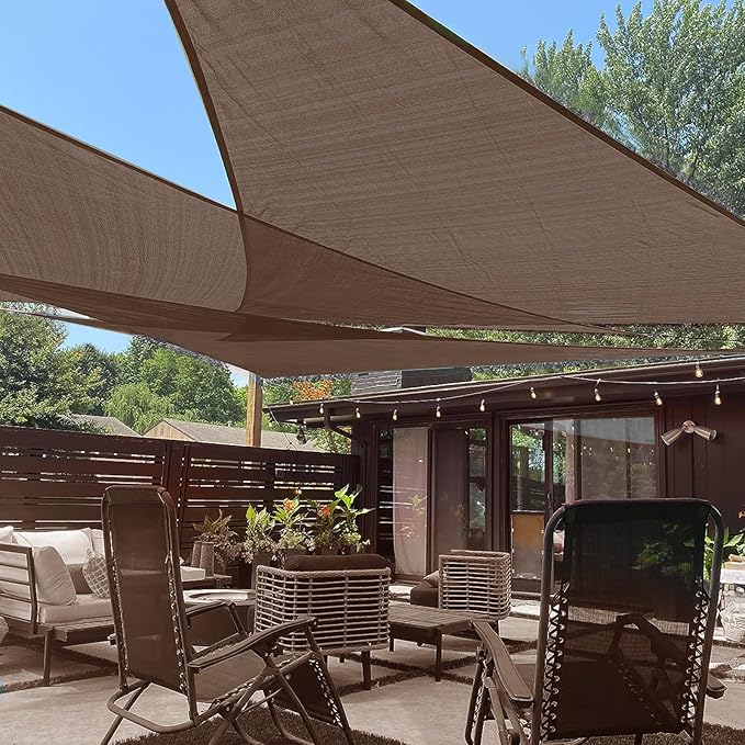 LOVE STORY Custom Size 16'x16'x22.6' Brown Sun Shade Sail Right Triangle by LOVESTORY