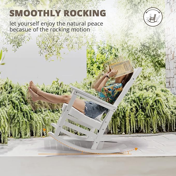 LUE BONA Outdoor Rocking Chairs Set, HDPS Poly Porch Rockers - Image 7