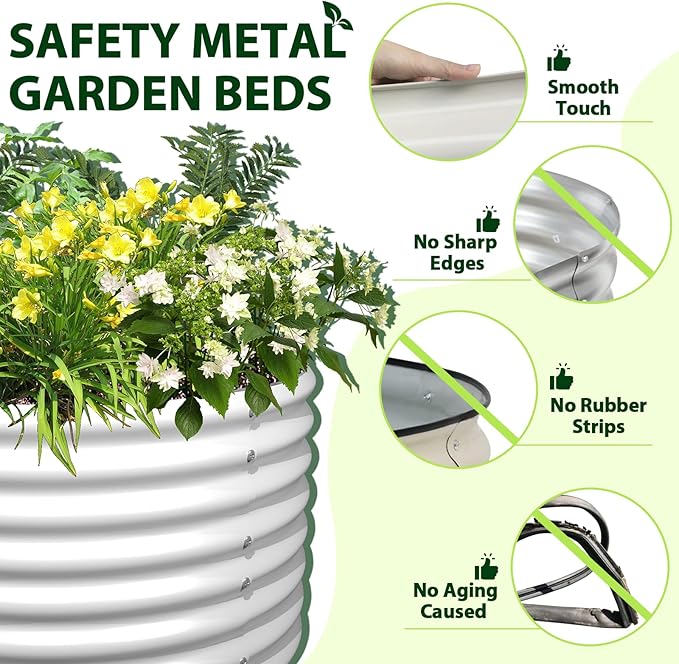 A ANLEOLIFE 8-Set 8X4X2 ft Galvanized Raised Garden Bed Kit, Oval Metal Deep - Image 6
