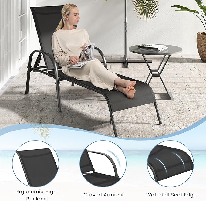 Giantex Patio Lounge Chair, Outdoor Chaise Lounge - Image 3