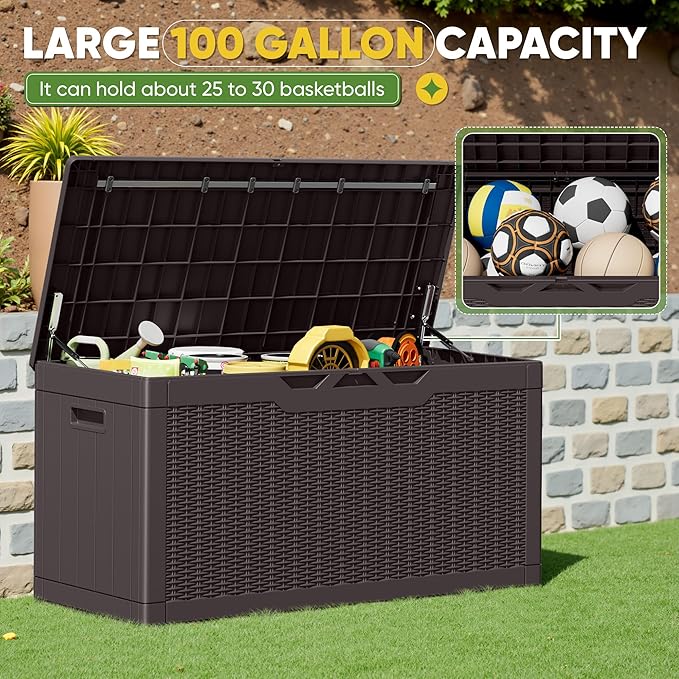 Greesum Outdoor Storage Box 100 Gallon Storage Bin - Image 4