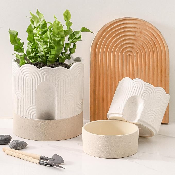 Nihow Self Watering Plant Pot: 6 Inch Ceramic Planter - Image 8