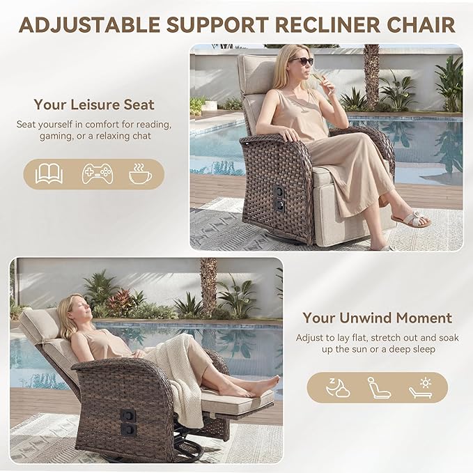 Zero Gravity Patio Swivel Rocking Recliner Chair - Image 5