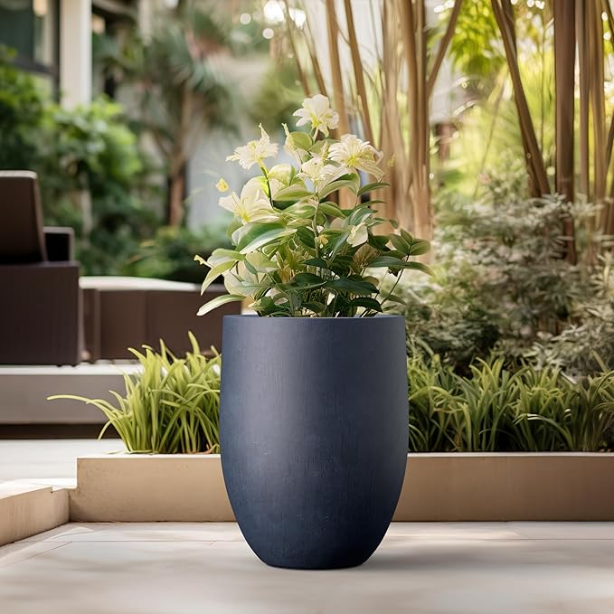 Kante Tall Concrete Planter, 21.7-Inch Height Antique Blue Large Indoor Outdoor - Image 5