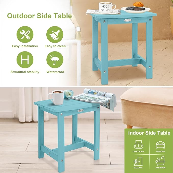 Y&M Outdoor Side Table, HIPS Adirondack Small Single Table, Waterproof Square - Image 6