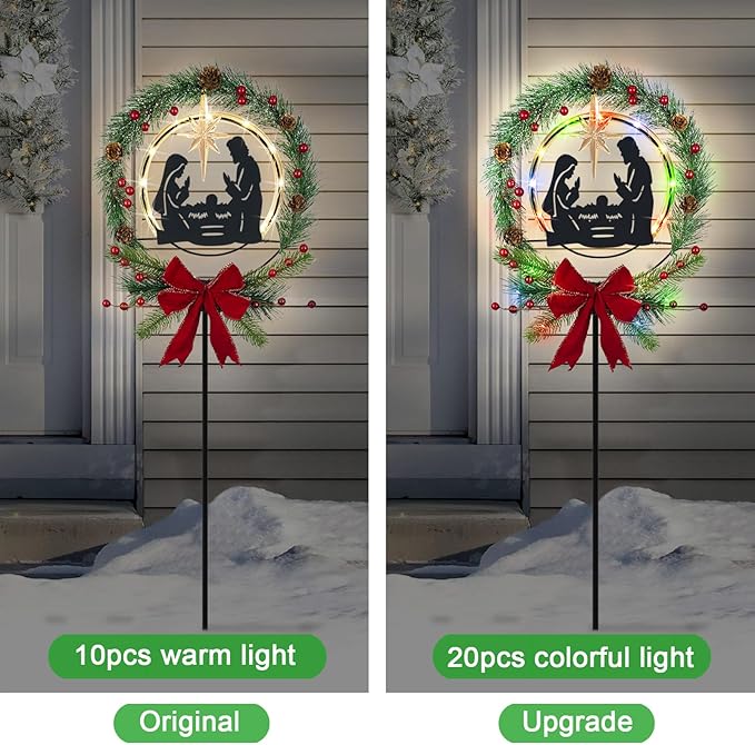 Solar Powered Nativity Scene, Hokfirm Christmas Yard Stakes Outdoor Christmas - Image 4