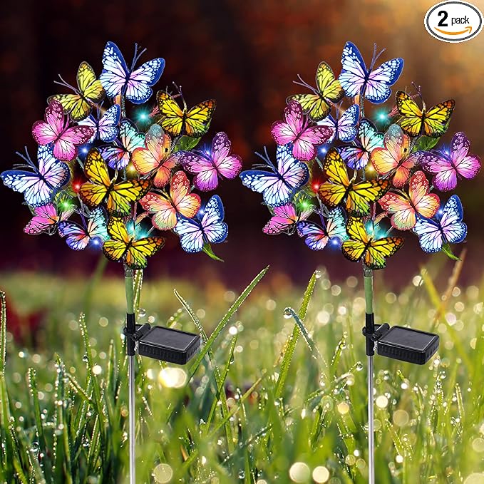 Solar Garden Lights Outdoor Waterproof Decorative Solar Lights Outdoor 2 Pack by Adecorty