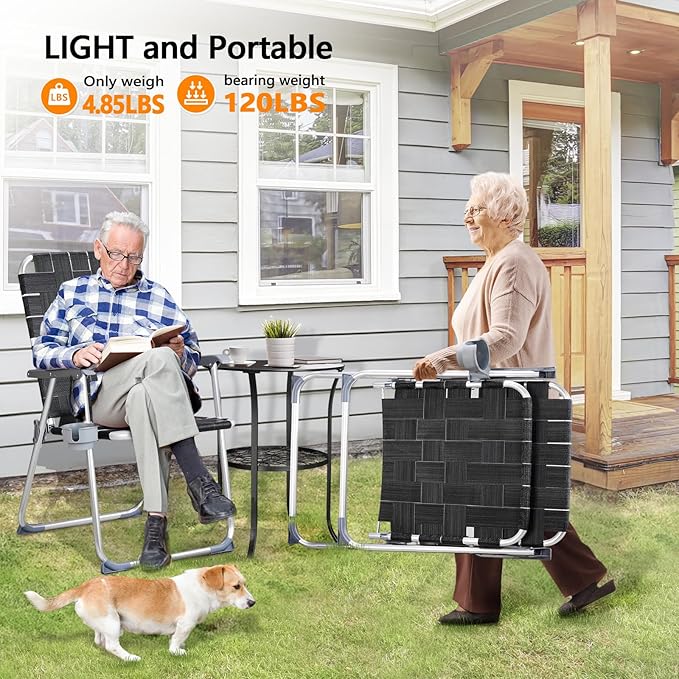 VINGLI Aluminum Oversize Patio Lawn Chairs Folding Set of 2 - Image 6