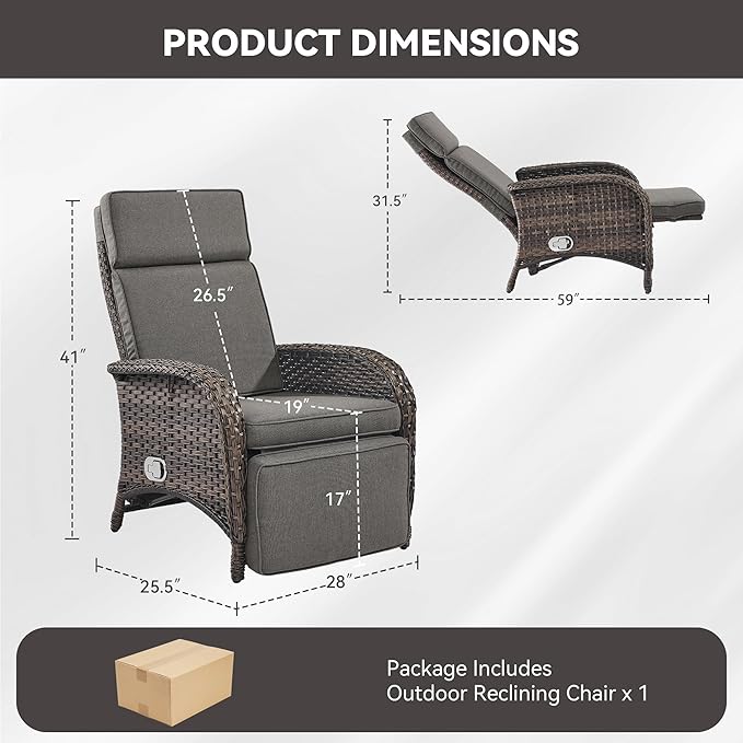 Zero Gravity Wicker Patio Recliner Chair - Image 2