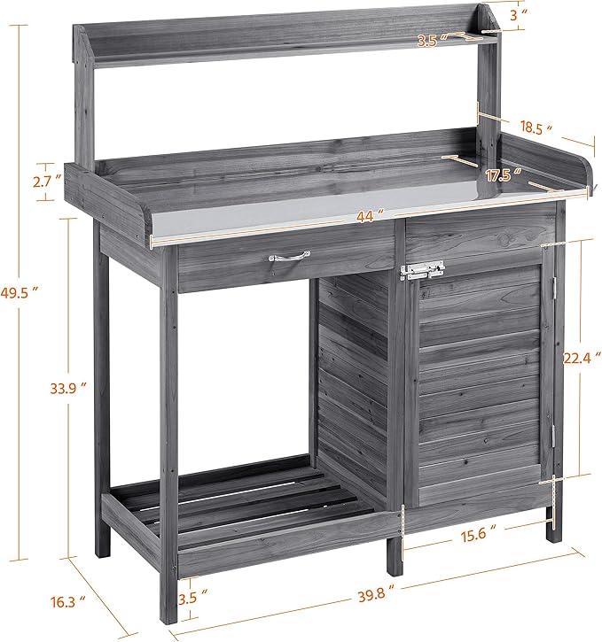 Yaheetech Outdoor Potting Bench Table, Garden Workstation w/Metal - Image 3