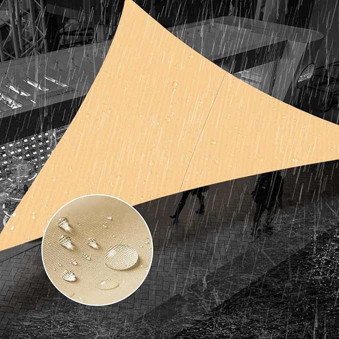SUNNY GUARD Waterproof Sun Shade Sail 12'x18'x21.6' Sand Right Triangle UV by SUNNYGUARD