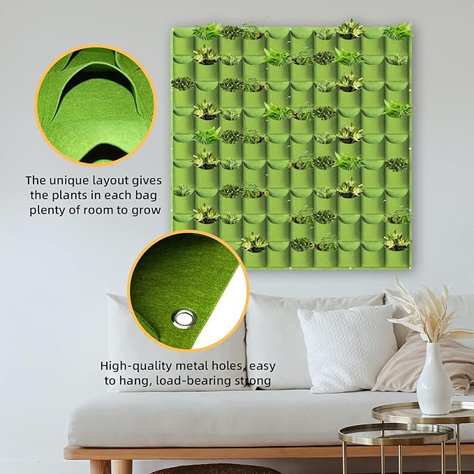 Hanging Planting Grow Bags, 90 Pockets Hanging Vertical Wall Planter Wall - Image 4