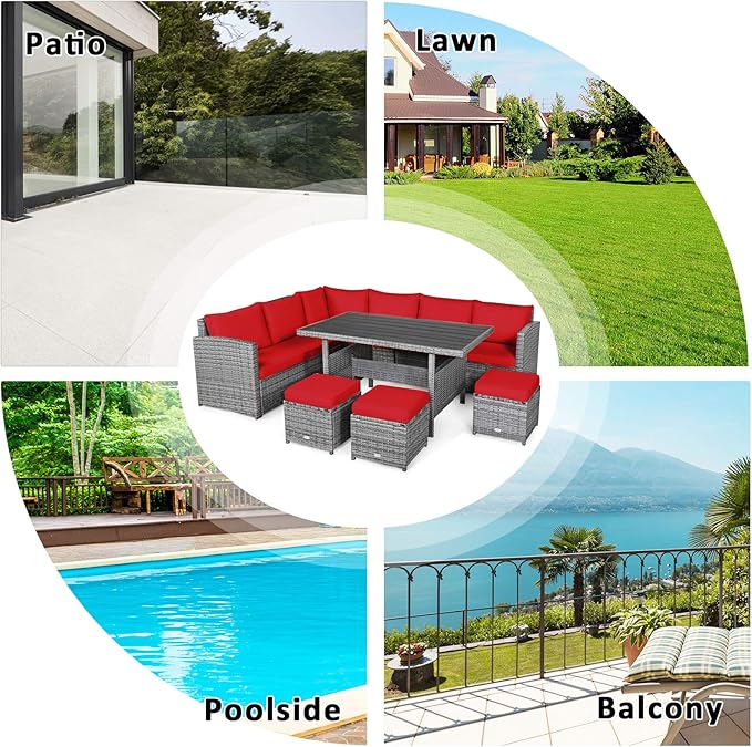 Tangkula 7 Pieces Patio Furniture Set, Outdoor Sectional Rattan Sofa Set - Image 8