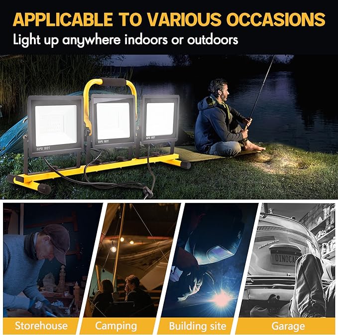 22000 Lumen Work Lights with Stand, 2 Adjustable Head LED Work Light, with - Image 6