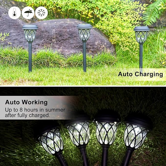 EXCMARK 10 Pack Solar Lights Outdoor Garden Pathway Solar Powered Yard Lights - Image 4