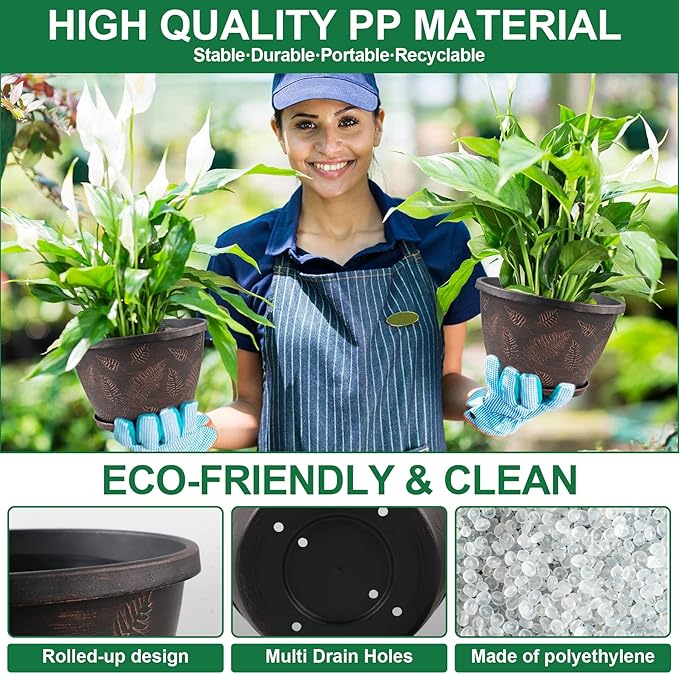 11 inch Plant Pot, 3 Pack Large Pots - Image 3