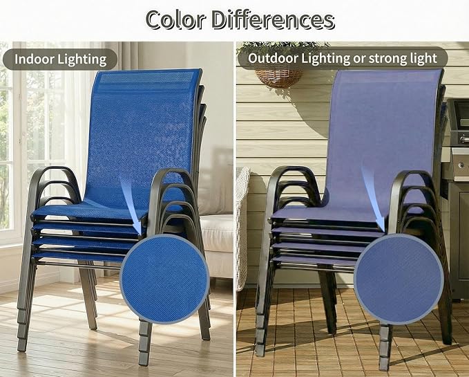 MAMIZO Patio Dining Chairs, Stackable All Weather Teslin Chair, Heavy Duty - Image 4