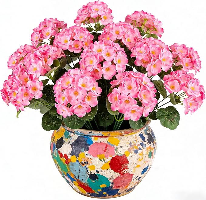 Artificial Geraniums Flowers for Outdoors, 6 Bundles Realistic Silk Fake - Image 7