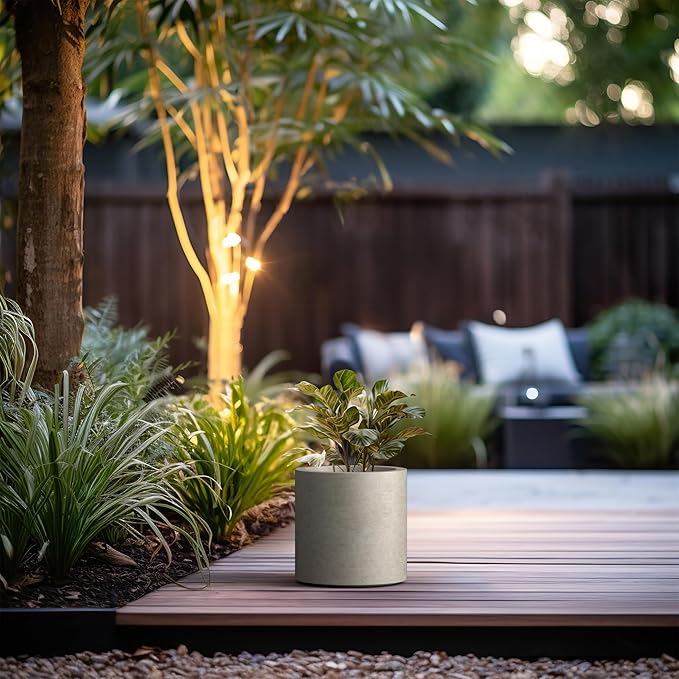 Kante 9.8" Dia Round Concrete Planter, Modern Style Large Cylindrical Plant Pot - Image 4