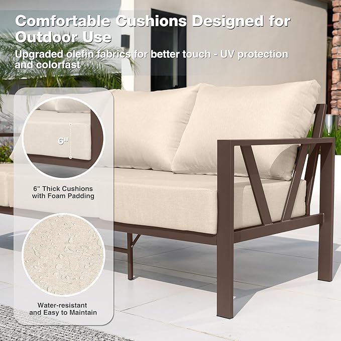 Outdoor Patio Furniture Set, 4 Pieces Metal Patio Furniture Set - Image 4