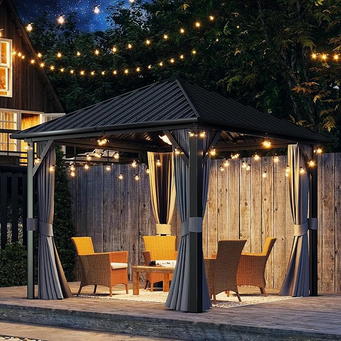 Aoxun Hardtop Gazebo 10x10, Aluminum Frame Canopy - Image 3