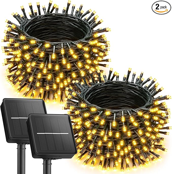 Brightown 2 Pack Solar String Lights Outdoor Waterproof, 92Ft 240 LED Solar by Brightown