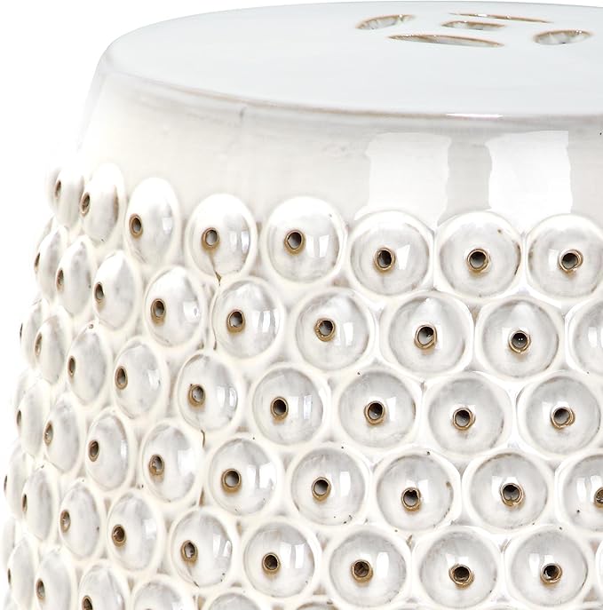 Safavieh Castle Gardens Collection Stella Nail Head White Glazed Ceramic Garden - Image 4