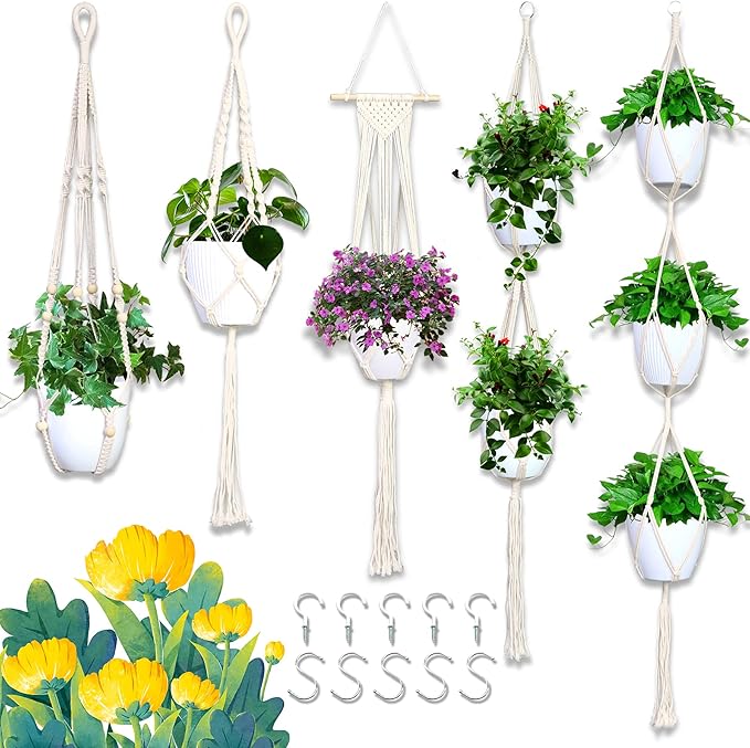 IGaiety Macrame Plant Hanger 5 Pcs Indoor Outdoor Hanging Plant Holders by IGaiety