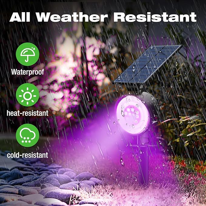 nipify 2 Pack Solar Spot Lights Outdoor Waterproof, Solar Spotlight Light - Image 2