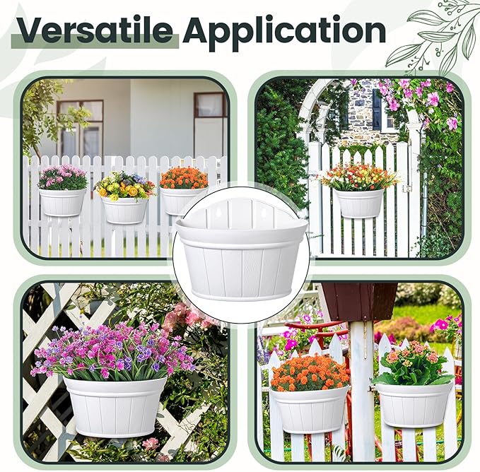 Layhit 6 Pcs Wall Hanging Planters Outdoor Pot Planter Wine Barrel Planter - Image 4